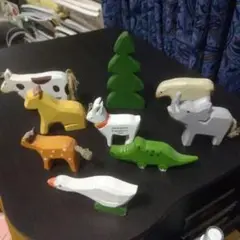 木製動物置物セット