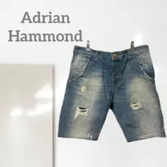 n2【エイドリアンハモンド】デニムハーフパンツ/美品 レア クラッシュ 一点物