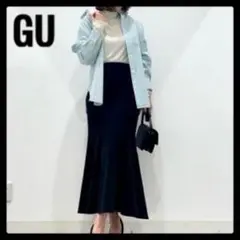 美品✨ GU カットソーマーメイドロングスカート ブラック M ストレッチ
