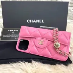 【みっちゃん】CHANEL 手帳型iPhone12ケース マトラッセ 黒 シャネル CHANEL 携帯電話ケース/スマホカバー マトラッセ 黒