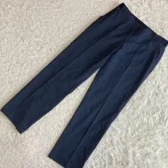 UNIQLO ストライプ柄アンクルパンツ ネイビー L オフィス キレイめ