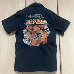 UNDERAIRドラゴン 刺繍 半袖 オープンカラーシャツ スカシャツ Mサイズ