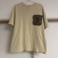 Mountain Mania ベージュ Tシャツ ヒョウ柄ポケット　M