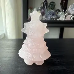 天然石ローズのクリスマスツリー　置物　彫物NO.080511