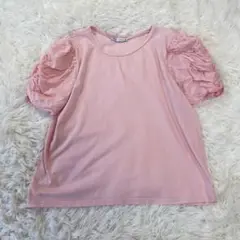 ザラ　パフスリーブ Tシャツ ピンク　ボリューム袖