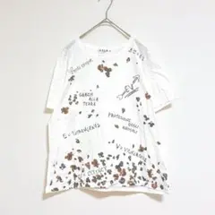 エヴェックスバイクリツィア　Tシャツ　ホワイト　総柄　綿　100％ カジュアル