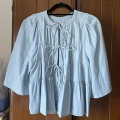 ニコアンド　ライトブルー　リボンカーディガン　未使用