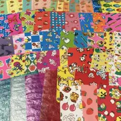 昭和レトロ✨カラープリント+パラフィン千代紙①折り紙おりがみ当時物ヴィンテージ