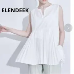 値下げ ELENDEEK エレンディーク ノースリーブ プリーツ カットソー 白