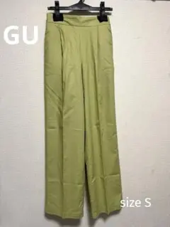 GU ジーユー リネンブレンドストレートパンツ Sサイズ グリーン