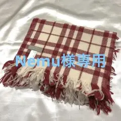 マーガレット ハウエル マフラー ウール 赤 白 チェック