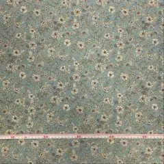 ☆花柄☆綿麻生地　くすんだ水色　110㎝巾×1m