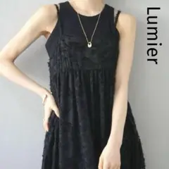 即日発送✨美品✨リュミエ フリンジ ジャガード ストレッチ キャミ ワンピース