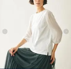 DoCLASSE シフォンスリーブ 超長綿プルオーバー M 白 新品 完売品
