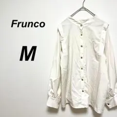 フランコ　長袖　バンドカラーシャツ M オフィス　通勤　フェミニン　上品