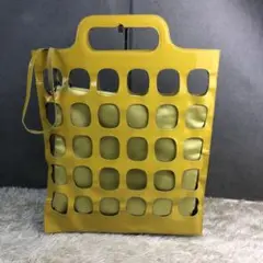 ANTEPRIMA パテントレザー パンチングトートバッグ 黄色 イエロー