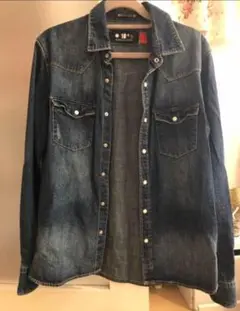 【美品】ナノ・ユニバース デニムシャツ ヴィンテージ加工