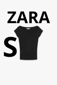 ZARA ボートネックトップス　ブラック　S