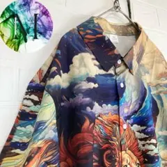 新品　未使用　浮世絵　ライオン　キング　アロハ　シャツ　メンズ　アート　3d