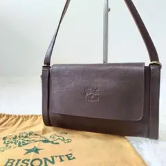 IL BISONTE ワンショルダー アクセサリーポーチ ブラウン 型押し