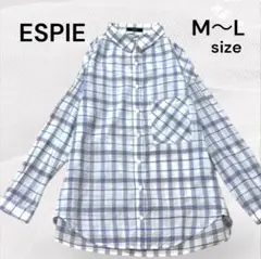 ESPIE エスピエ 美品 チェック柄 シャツ 透け感 ロールアップシャツ