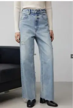 AZUL DENIMハイウエストワイドダメージデニム