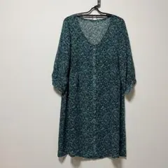 未使用 ベルメゾン シフォン花柄ワンピース 七分袖 Lサイズ