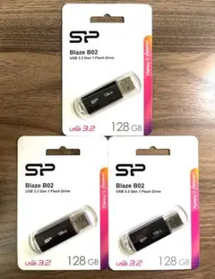 USBメモリ128GB シリコンパワーUSB3.1ヘアライン仕上げ【3個セット】