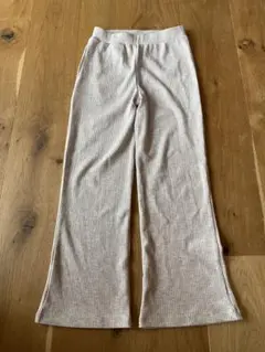 リブ編み ベージュ フレアパンツ　グローバルワーク　130