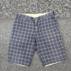 リバーシブル チェック柄・ベージュ ショートパンツ