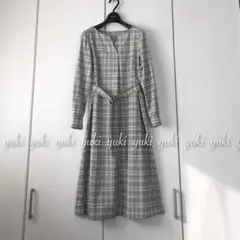 【新品タグ付き】ANAYI チェックスキッパーワンピース 36