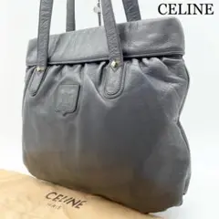 【美品】セリーヌ トリオンフ オールレザー 本革 スクエア ロングトート 黒
