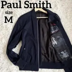 【美品】ピーエスポールスミス ブルゾン MA-1 総柄 M ネイビー