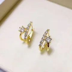 a185【大人気⭐】フープピアス ゴールド 大粒ダイヤ 高品質 お揃い オシャレ