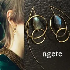 ◆完売品◆ agete K10 ラブラドライト サークル ピアス♪