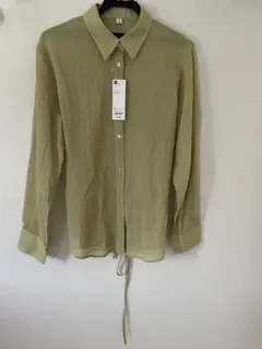 【未使用】GU テクスチャーシアーシャツ　43Yellow XL