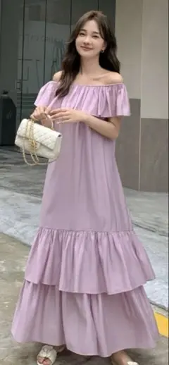 【美品】LINEN 2WAY FRILL DRESS