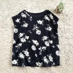 【Andemiu】2way リバーシブル 花柄カットソー プルオーバー 上品 F