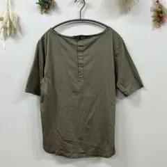 【GabardineK.T】 5分袖トップス バックボタン カーキ ナチュラル