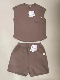 【新品】BKJTTワッフル　ブラウンノースリーブTシャツとショートパンツセット