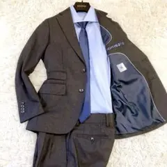 【超美品】スーツセレクト　グレンチェック　Y4　花柄　アジャスター付　本切羽