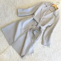 極美品 アニオナ カシミヤ ダブルフェイス ロングコート 大きいサイズ 水色