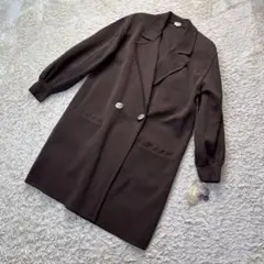【新品11万タグ付き】FOXEY ダブルチェスターコート ブラウン 銀ボタン