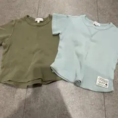 Tシャツ 100cm オリーブグリーン・ライトブルー　2点セット