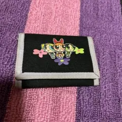 ヴィンテージ　90s パワーパフガールズ 三つ折り財布 ブラック　パープル　希少