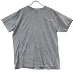 ギルダン 半袖Tシャツ L 灰色 企業ロゴ バックプリント古着 【5031】