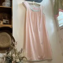 USA vintage ピンク 刺繍ネグリジェ レース　古着　ナイトランジェリー