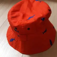 オシュコシュ　リバーシブル　帽子　魚柄　ネイビー