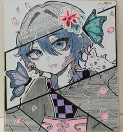 手描きイラスト色紙オリジナルNecco