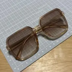 オシャレ　激安　デカサングラス　スクエア　眼鏡　クリアブラウン　ブラウンレンズ